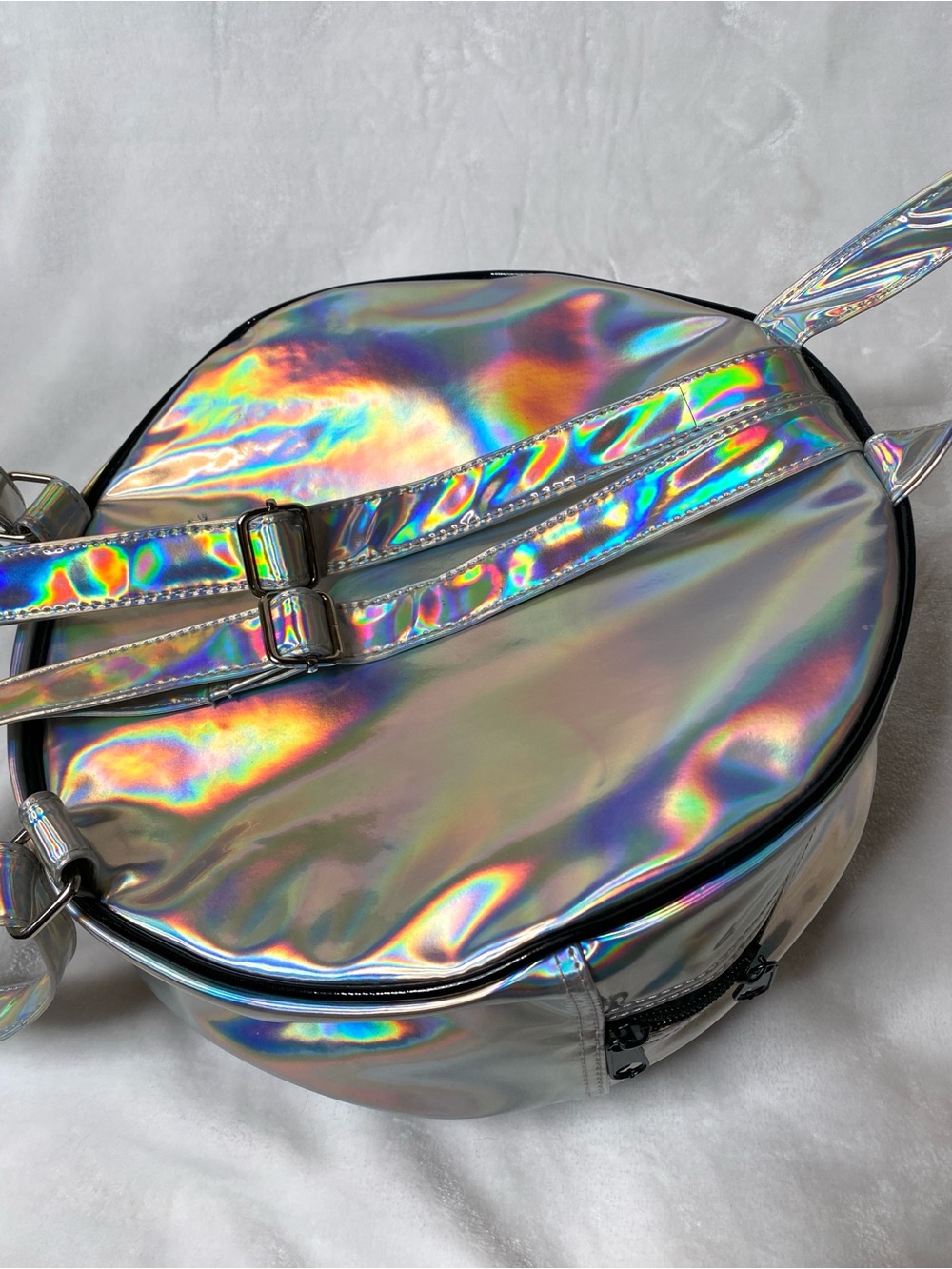 666 Holographic Smiley PVC Cyber Rave Grunge Backpack RARE - Picture 13 of 16